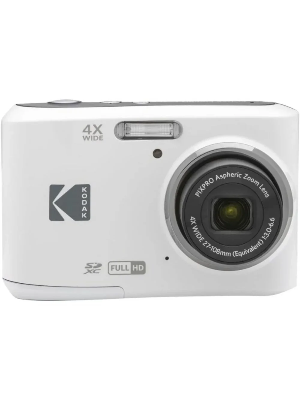 16MP Compact Digital Camera with 4X Optical Zoom, Lightweight, AA Battery, White